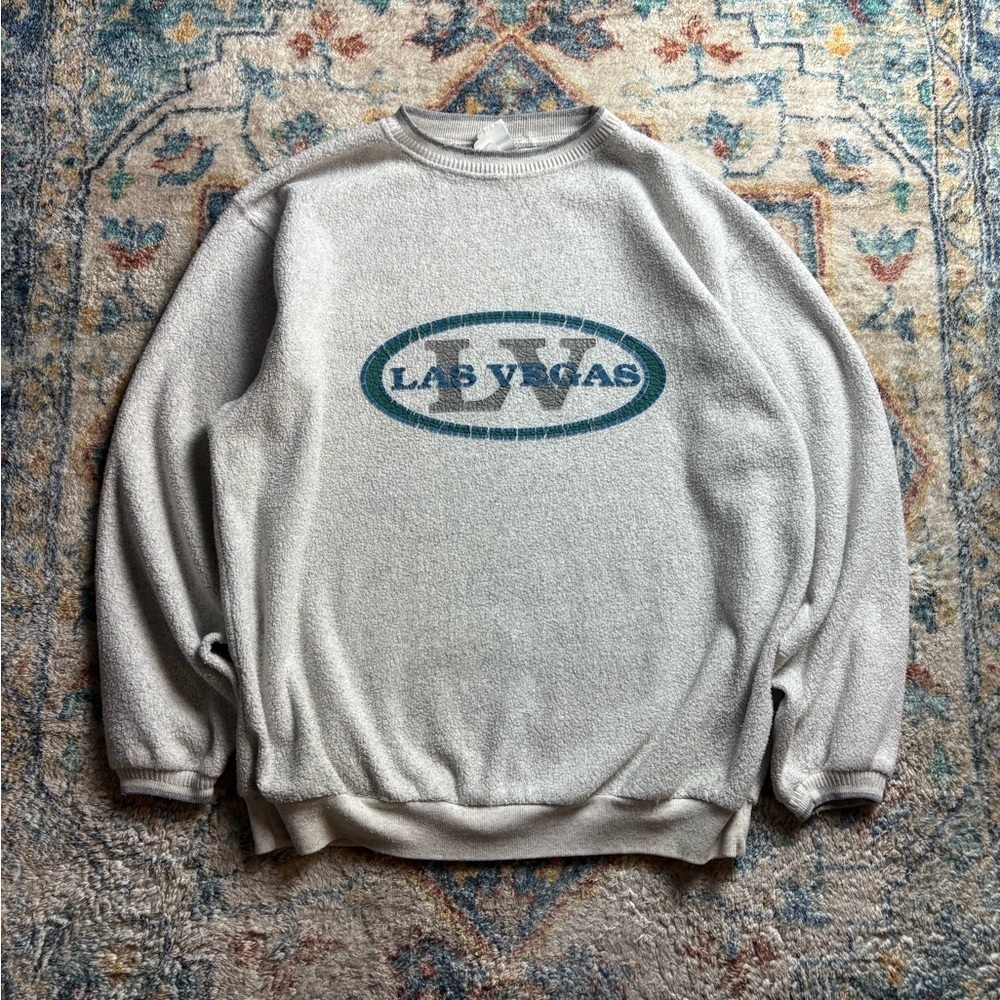 Vintage Las Vegas Spellout Fleece Crewneck Size XL